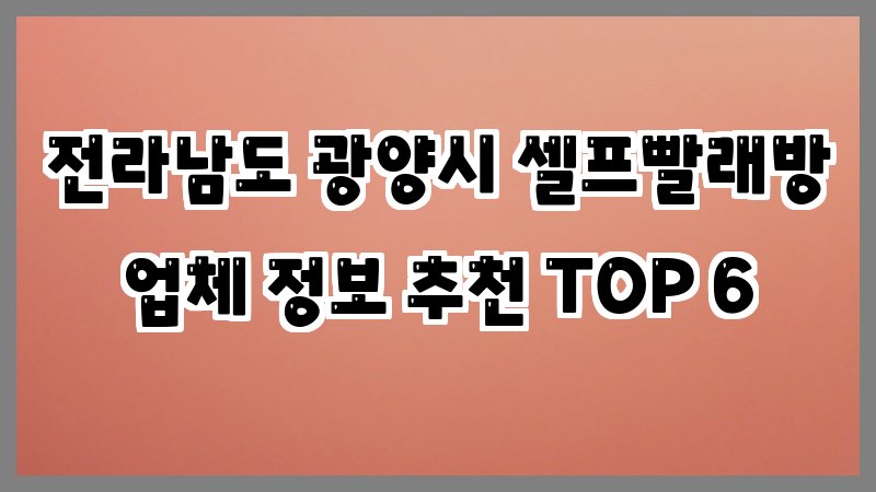 전라남도 광양시 셀프빨래방