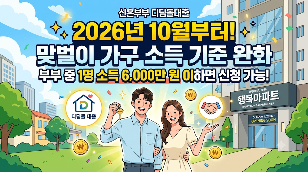 신혼부부 디딤돌대출 2026년 10월부터 맞벌이 가구 소득 기준 완화