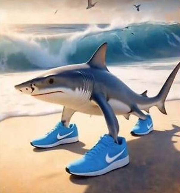 트랄랄레로 트랄랄라 캐릭터 사진,나이키 운동화를 신은 상어 캐릭터