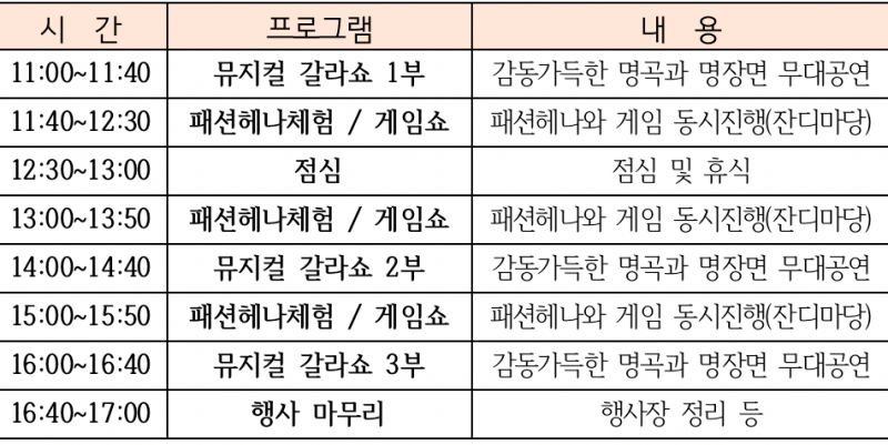 경춘선숲길 뮤지컬 갈라콘서트 행사내용
