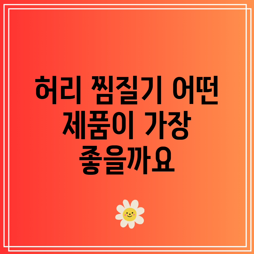 허리 찜질기 어떤 제품이 가장 좋을까요