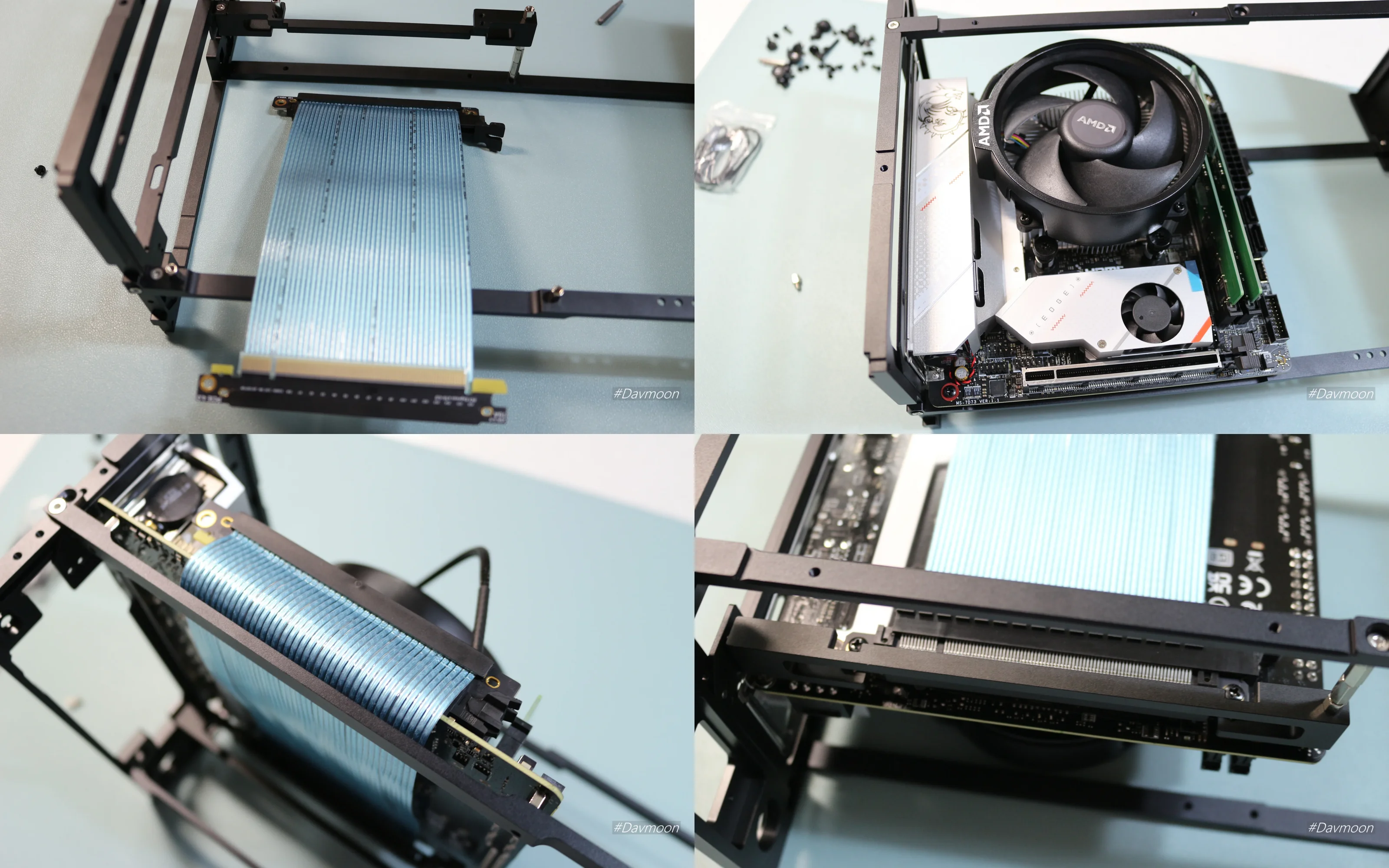 formd t1 v2 메인보드 설치 및 라이저 케이블 결합