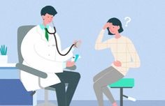 의사앞에서-머리를-만지며-도무지-알수없다는-표정을-짖고있는-여성-환자