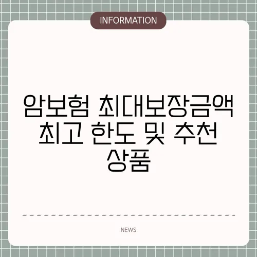 암보험 최대보장금액 최고 한도 및 추천 상품