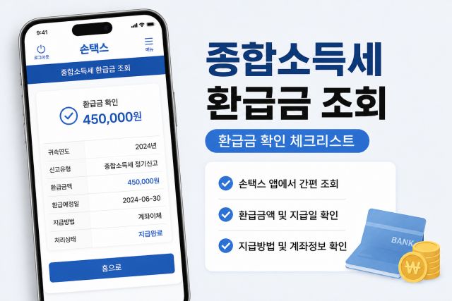 손택스 종합소득세 환급금 수수료 없이 조회 방법과 환급금 확인 절차 안내 이미지