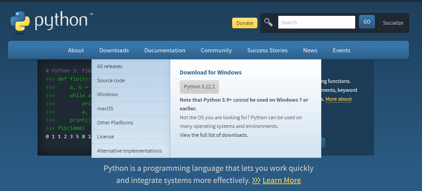 python 다운로드 사이트