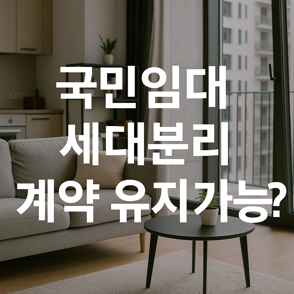 국민임대 세대원 계약자, 세대분리 후 그대로 살아도 될까?