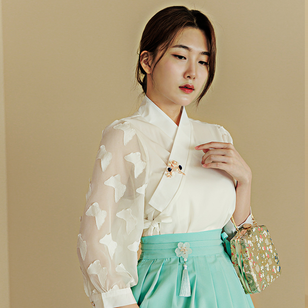 한복저고리 철릭블라우스 신부 허리치마 한복시스루