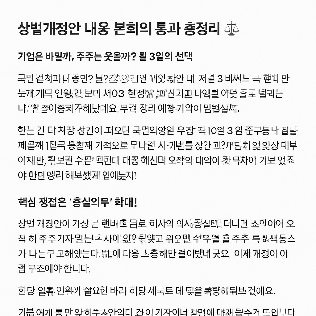 상법개정안 내용 본회의 통과 총정리