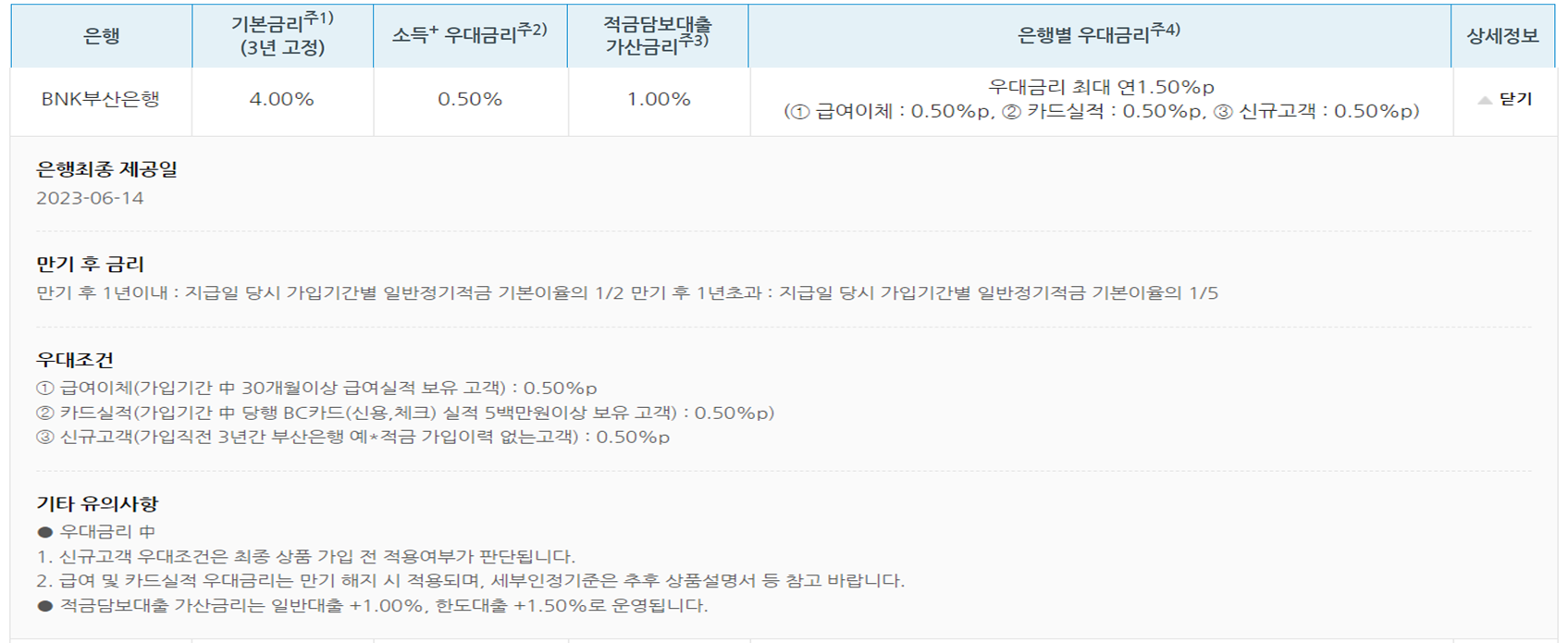 예금상품 상세내용
