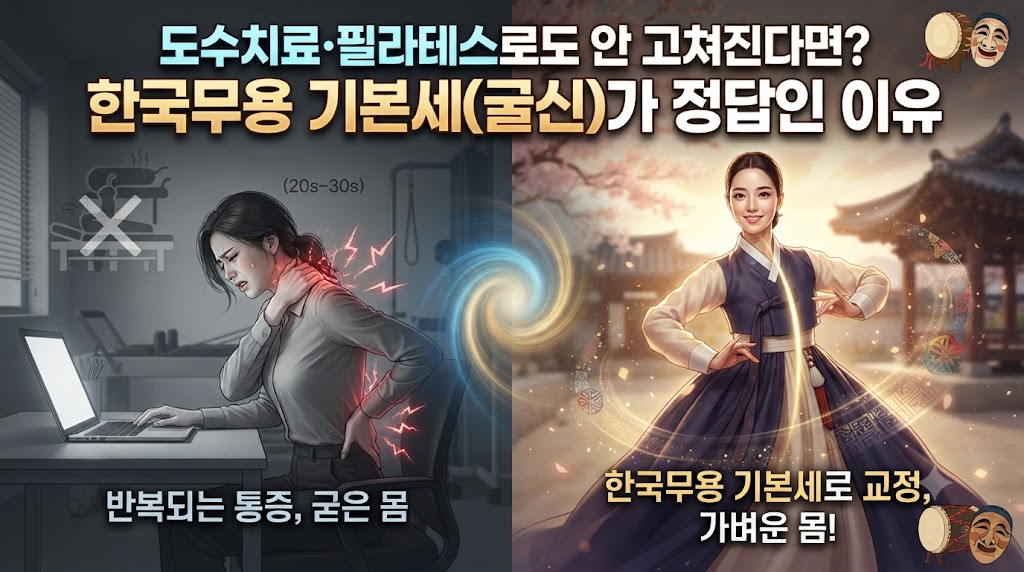 "도수치료&middot;필라테스로도 안 고쳐진다면? 한국무용 기본세(굴신)가 정답인 이유"