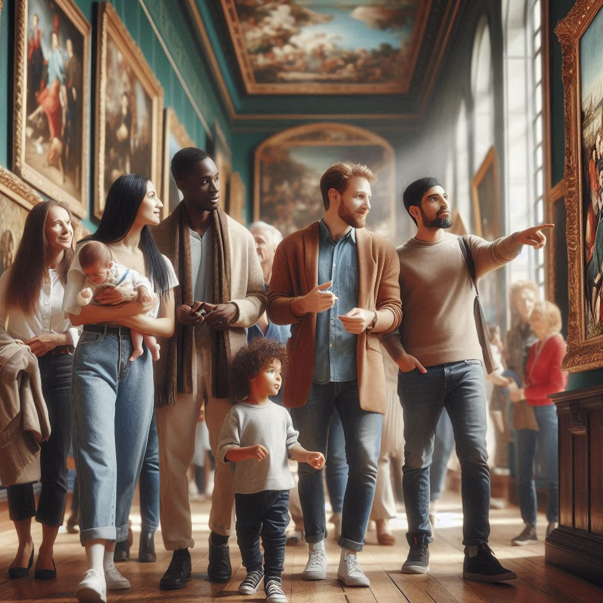 미술관 관람하는 사람들