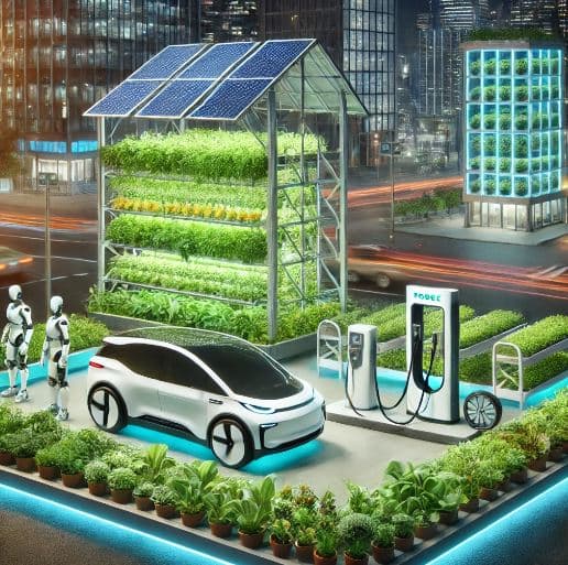 전기차 충전소와 결합한 새로운 형태의 도시 농업