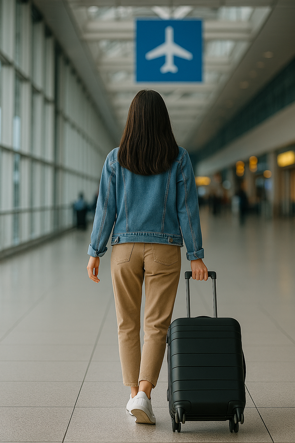 캐리어끌고 공항가는 여자