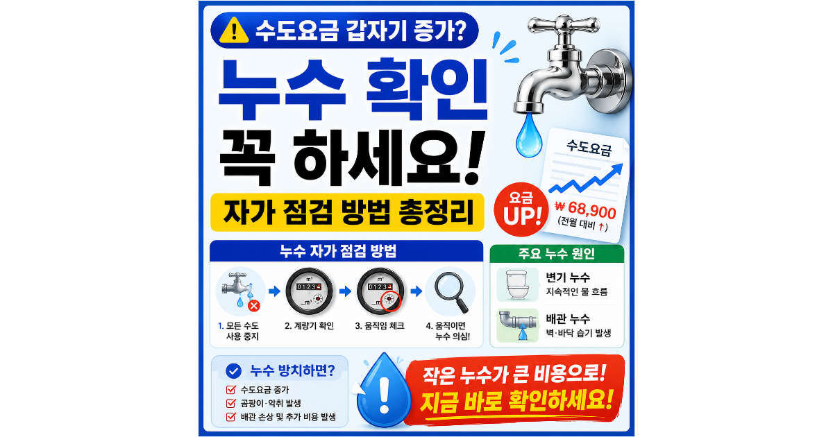 수도요금 누수 확인 방법 (요금 갑자기 많이 나왔다면 꼭 확인하세요)