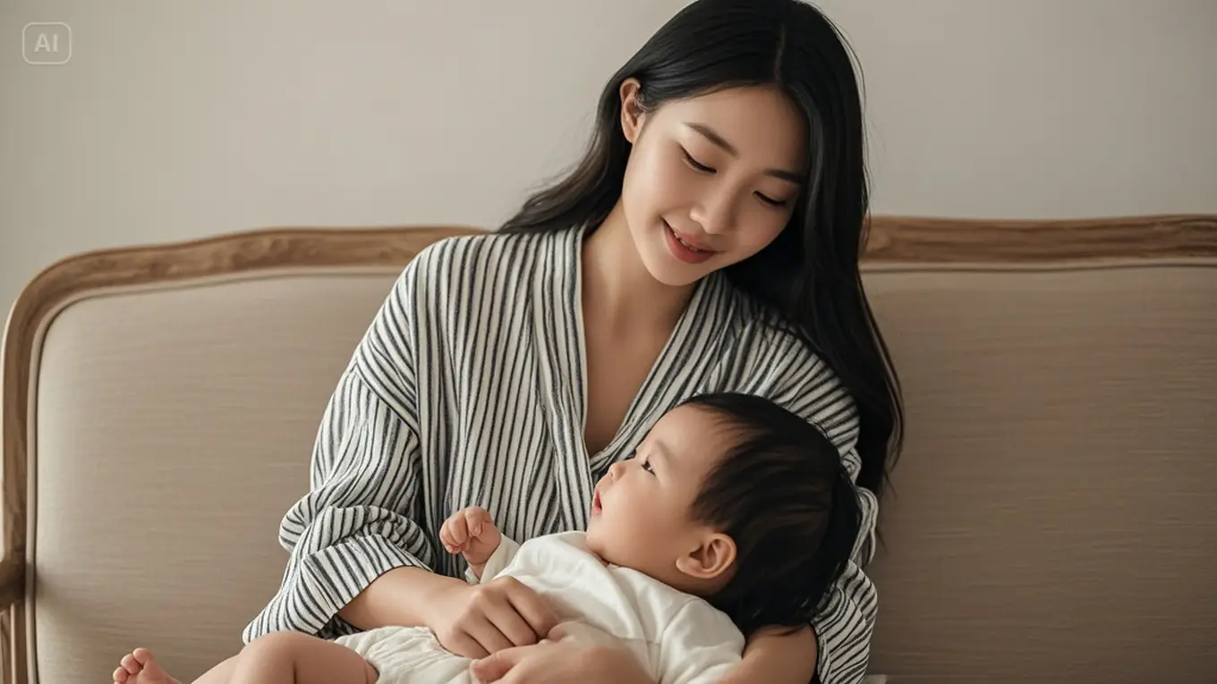 아이를 돌보는 여성