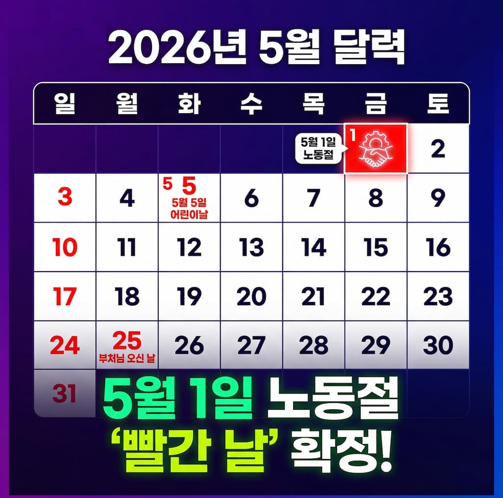 2026년 5월 달력 공휴일 표시
