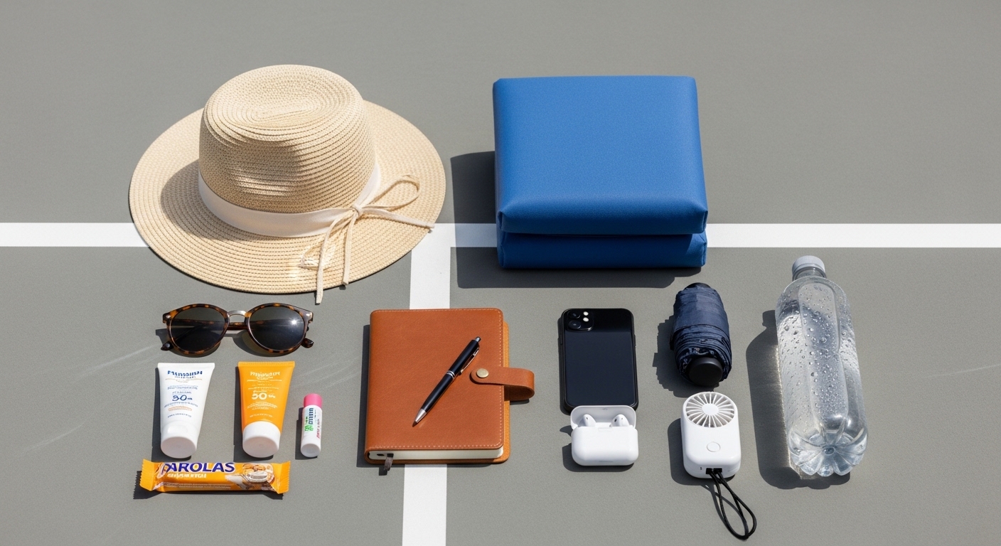 테니스 관람 가방 안의 필수품