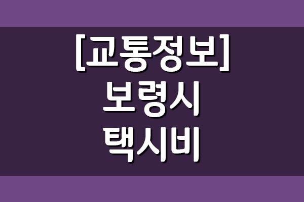보령시 택시비(기본, 거리, 시간 요금)