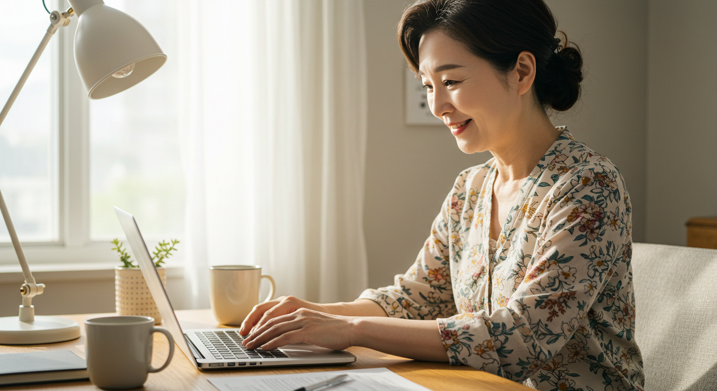 정부 혜택을 검색하는 여성