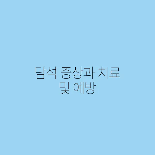 담석 증상과 치료 및 예방