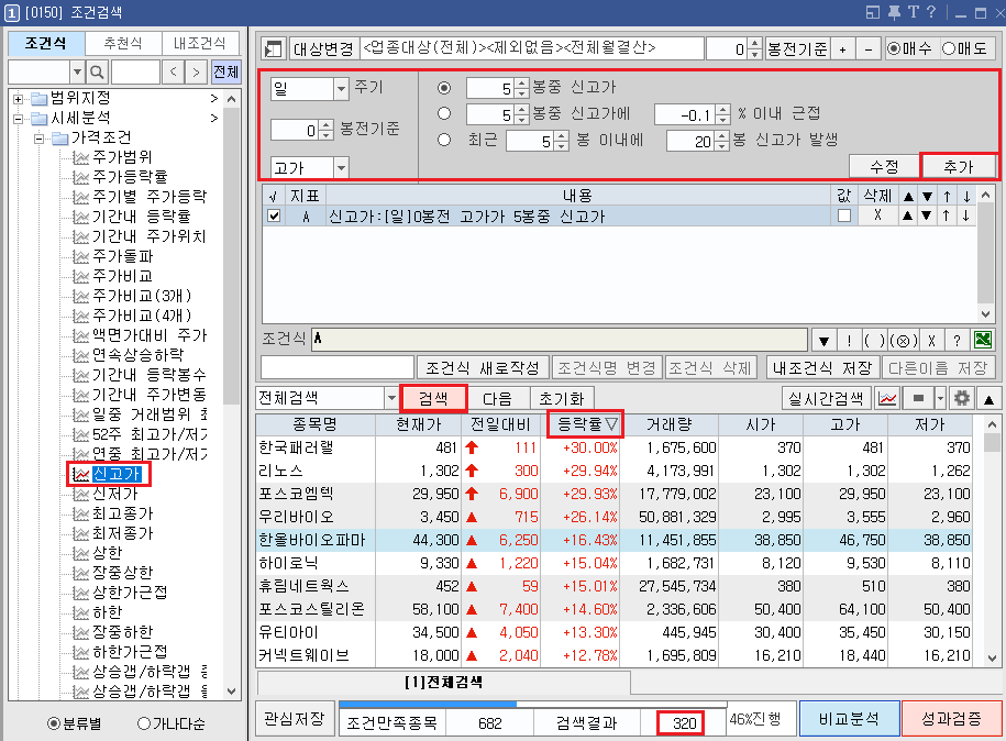 조건 검색 신고가
