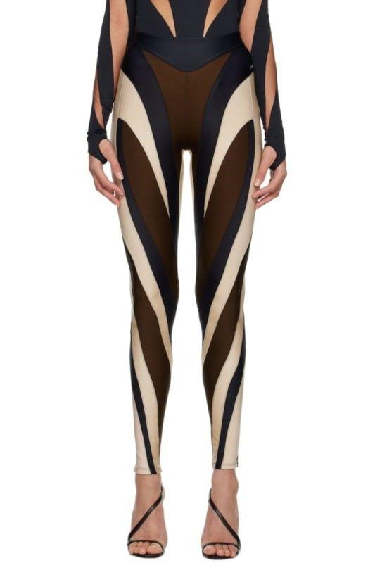 뮈글러 브라운 베이지 레깅스 Brown Beige Spiral Leggings 12227311