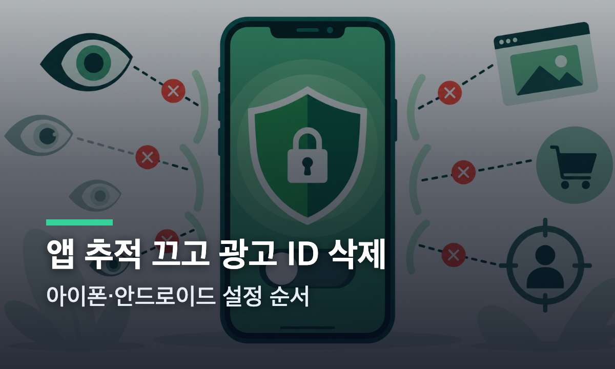 아이폰과 안드로이드에서 앱 추적 끄기와 광고 ID 삭제 설정을 나타낸 대표 이미지