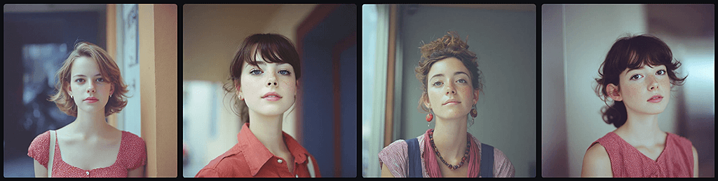 미드저니 스타일 레퍼런스 코드(--sref)를 3:1 비율로 혼합하여 생성된 여성 인물 사진_Midjourney