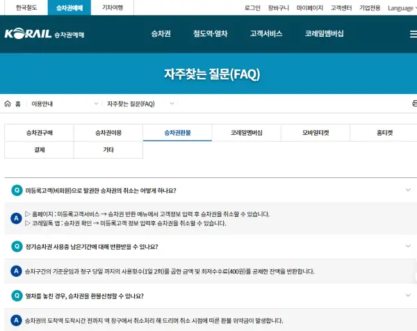 KTX 취소 수수료