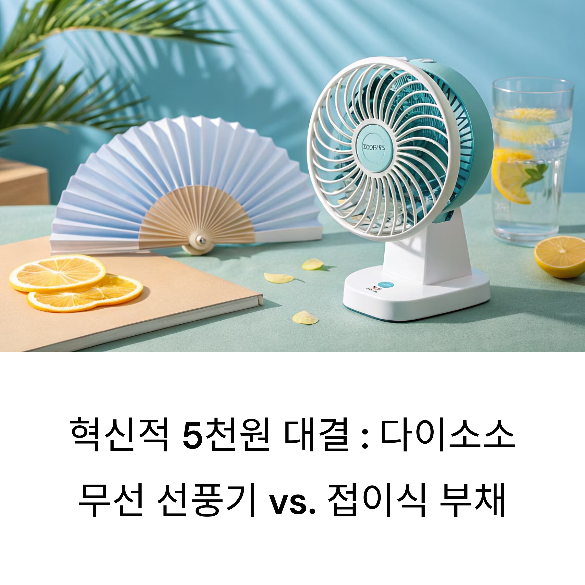 다이소 무선 미니선풍기 vs. 접이식 부채
