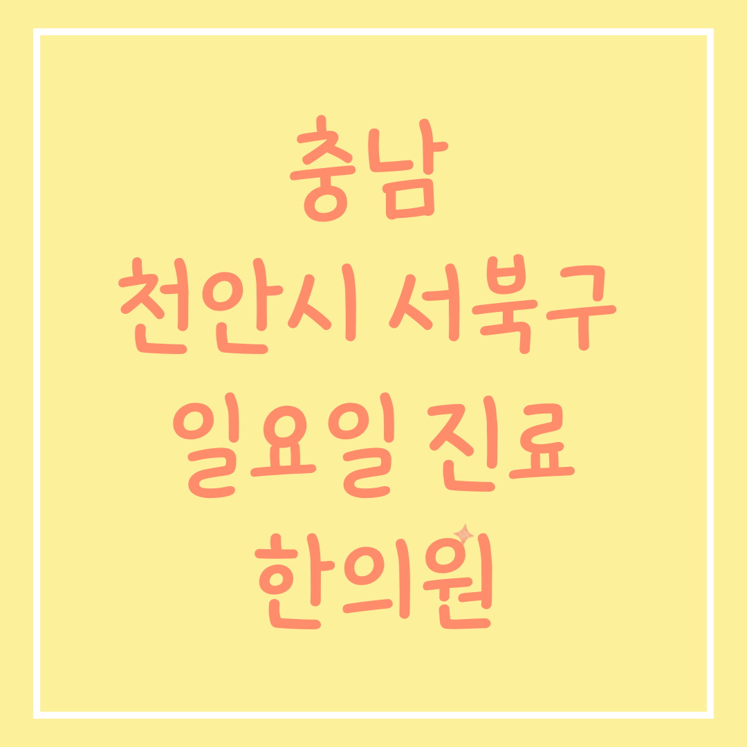 충남 천안시 서북구 일요일 진료 한의원