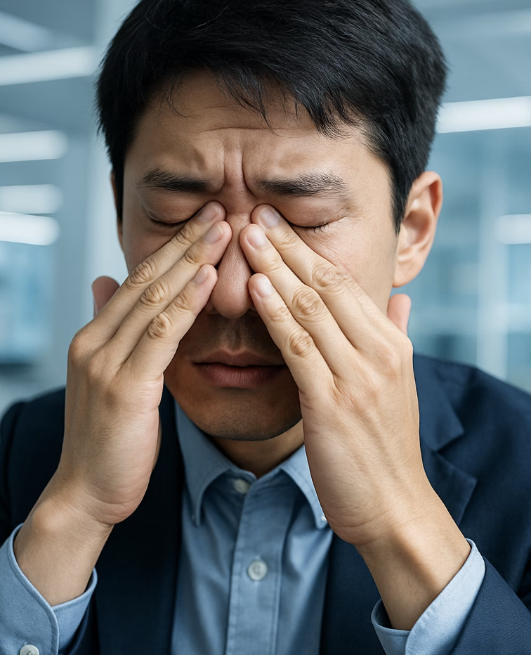 눈을 세게 비비거나 누르는 습관