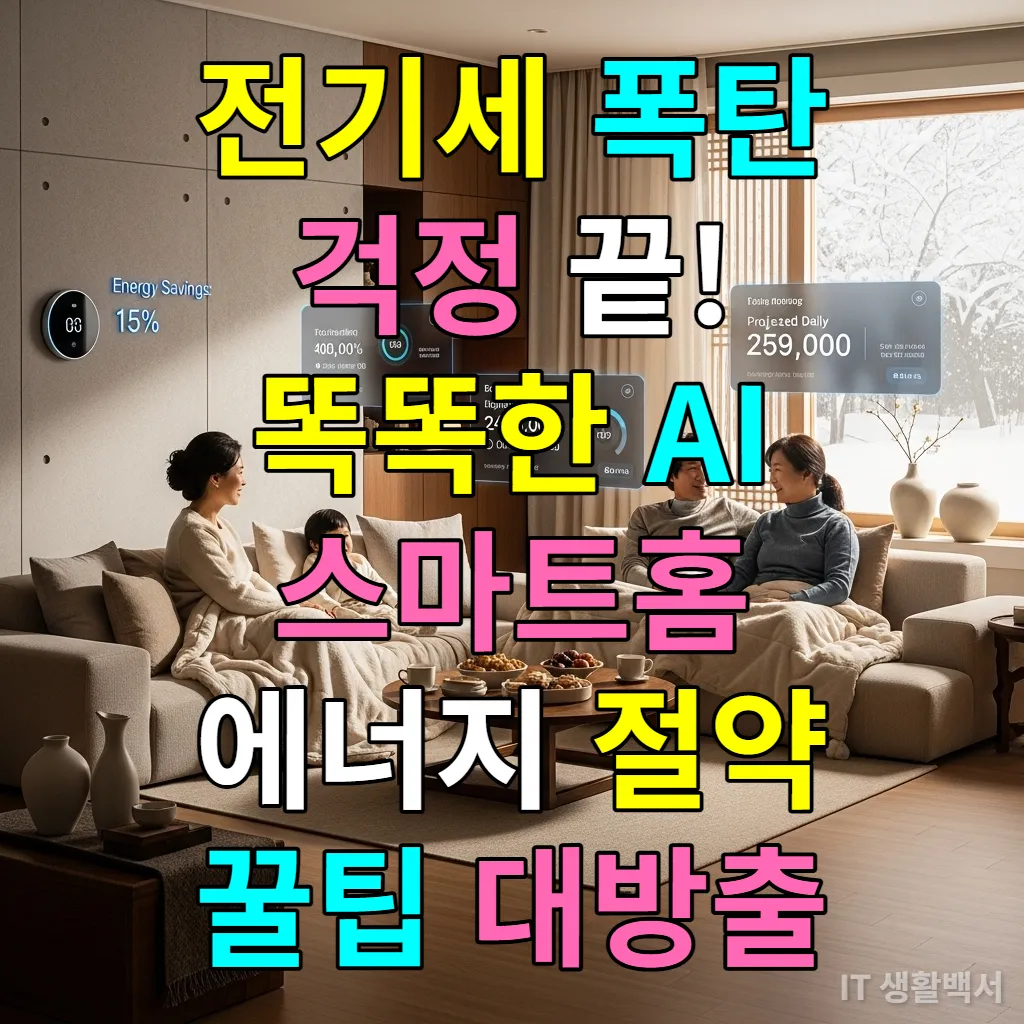 겨울철 AI 스마트홈 기술로 전기세를 절약하는 모습