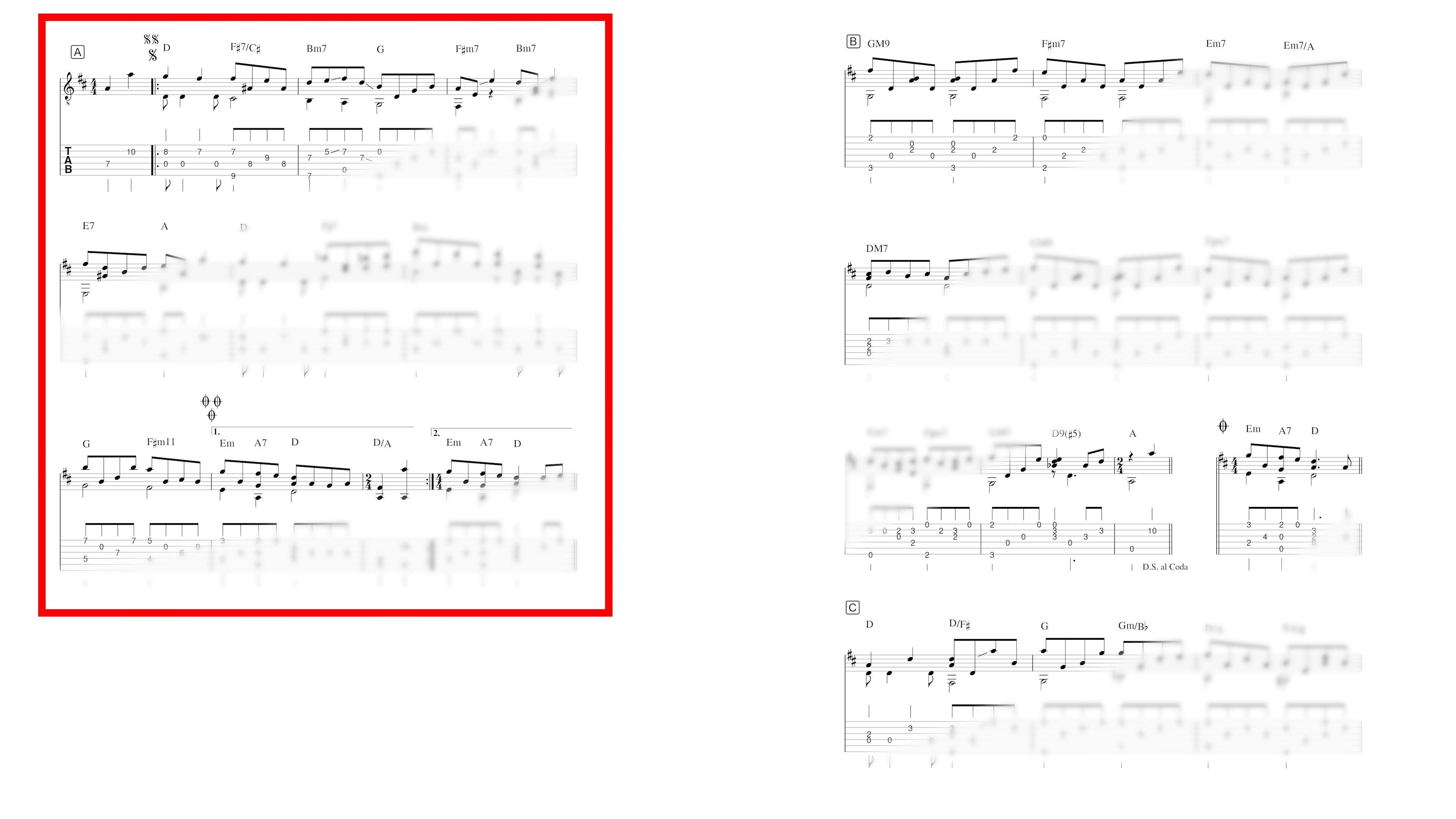 wind song-윈드송-핑거스타일-코타로오시오-악보-타브