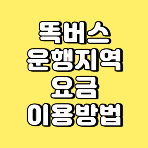 똑버스 운행지역 요금 이용방법 썸네일