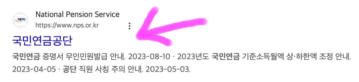 상단에 보이는 국민연금공단을 클릭하여 접속해 줍니다.
