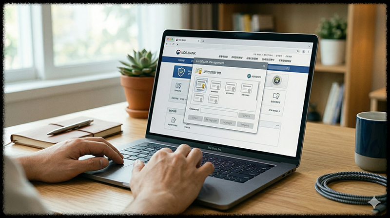 공동인증서를 재등록하거나 설정을 변경하는 모습
