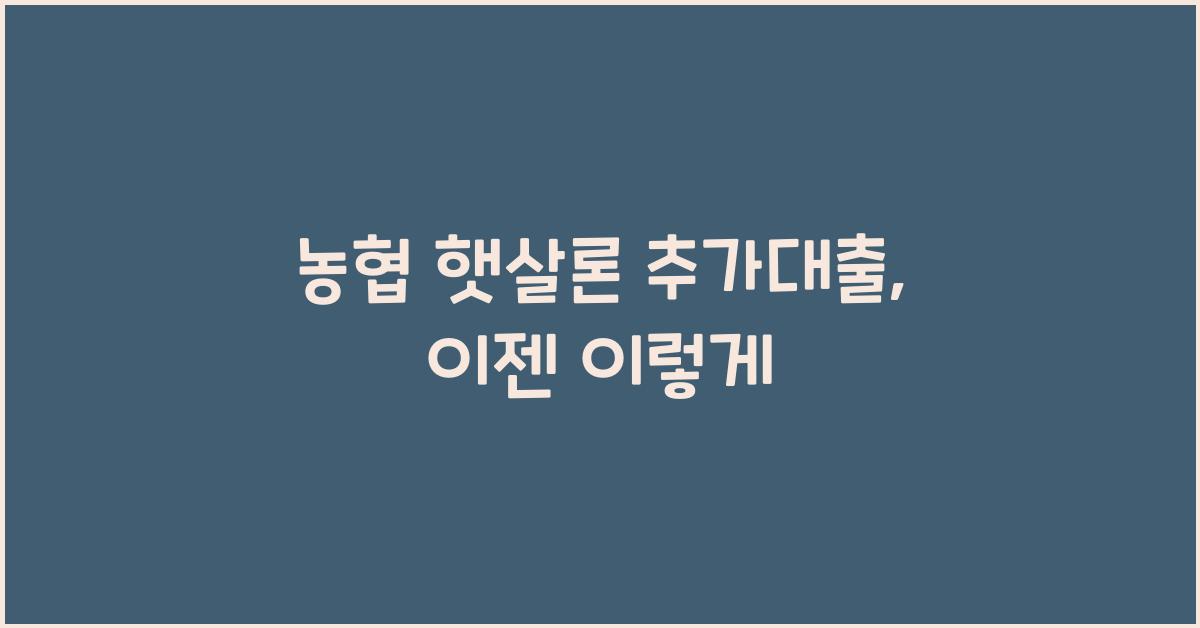 농협 햇살론 추가대출