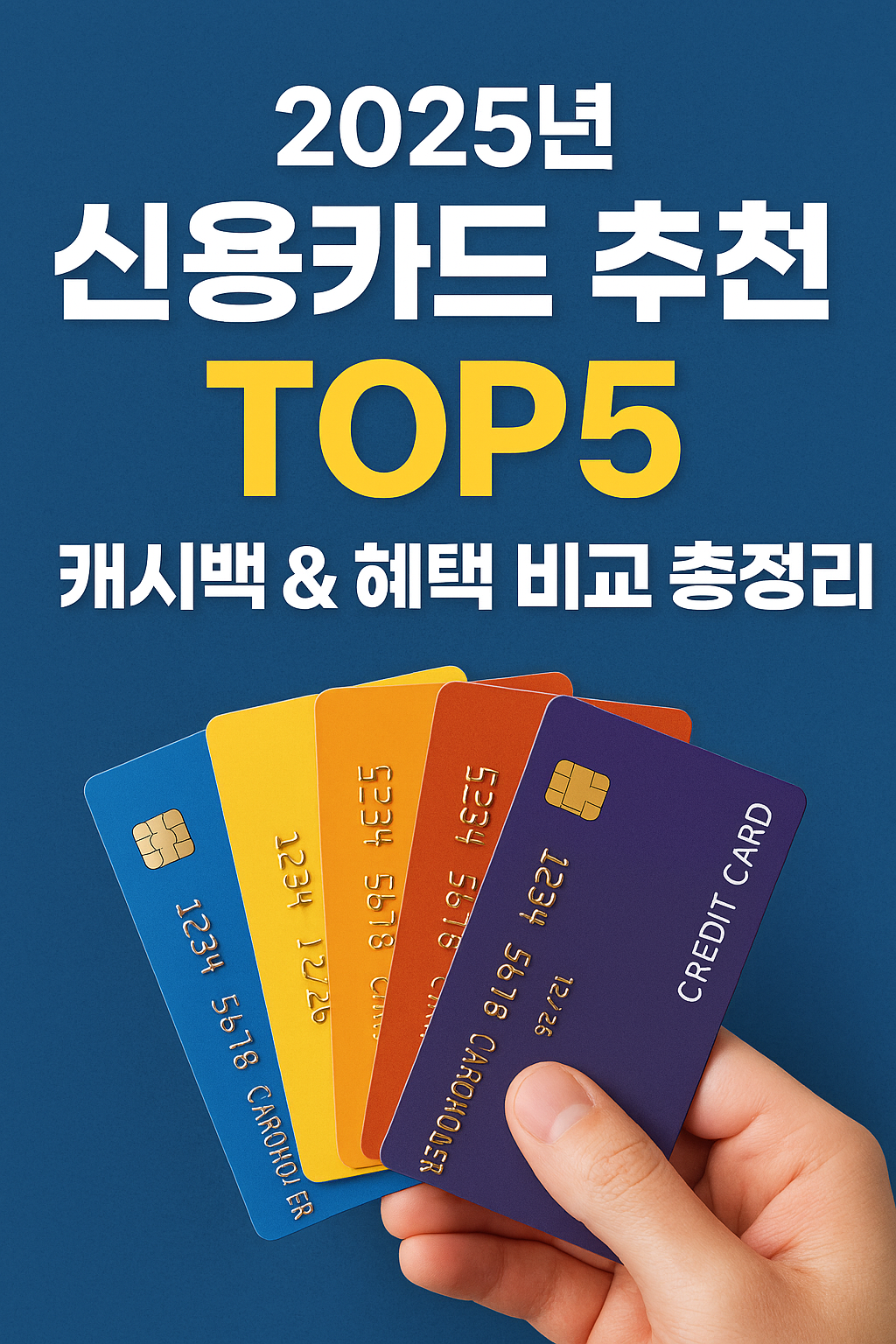 2025년 신용카드 추천 TOP5 – 캐시백 & 혜택 비교 총정리
