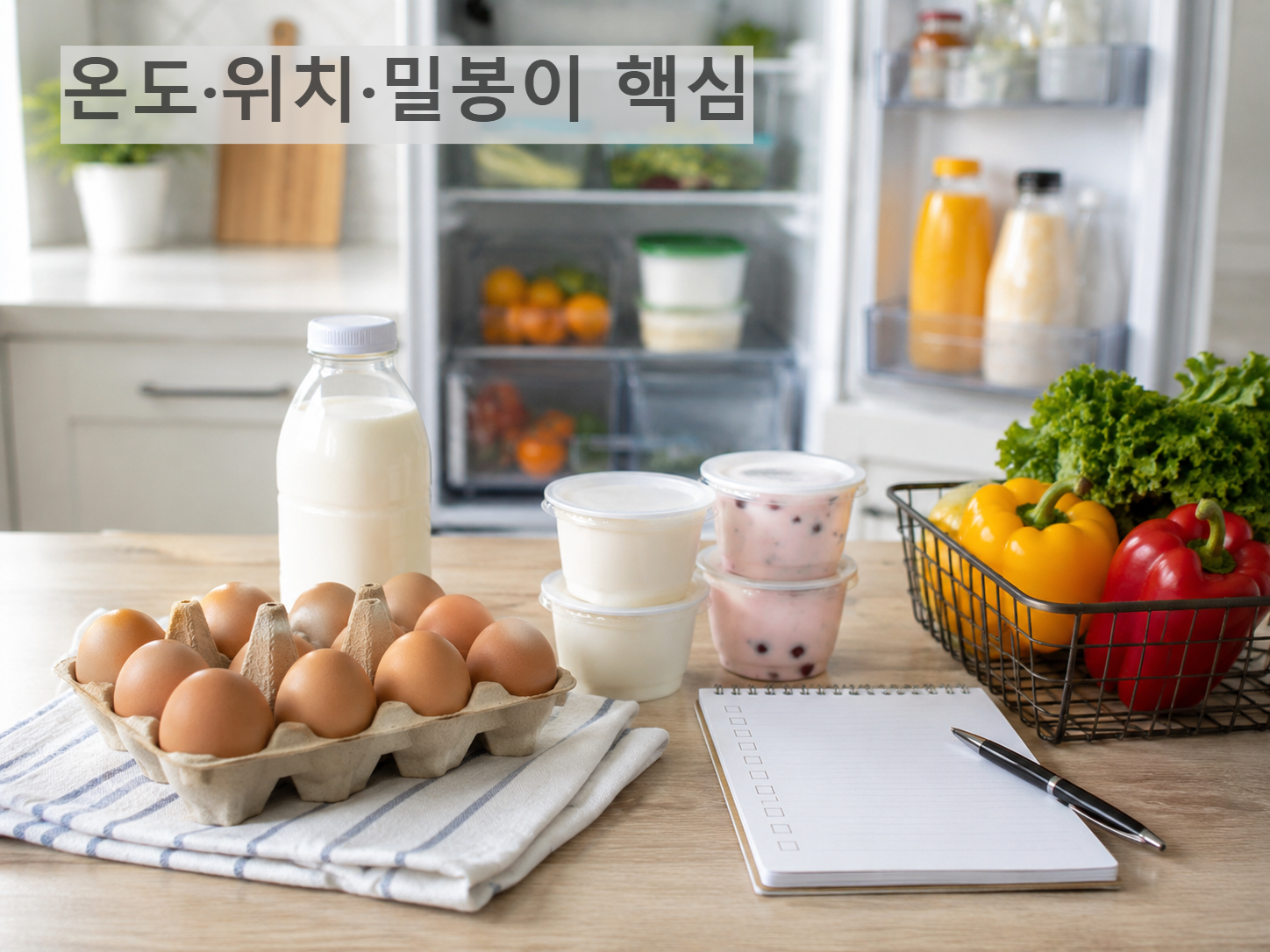 냉장고 보관 핵심 포인트를 정리한 이미지