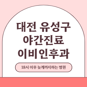 대전 유성구 야간진료 이비인후과 병원 (18시 이후 늦게까지하는 병원)