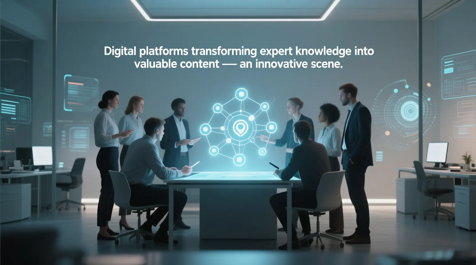 <img src="knowledge_transform_platform.webp" alt="디지털 플랫폼이 전문가의 지식을 가치 있는 콘텐츠로 바꾸는 혁신적 장면">