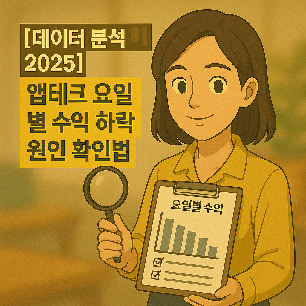 [데이터 분석 2025] 앱테크 요일별 수익 하락 원인 확인법