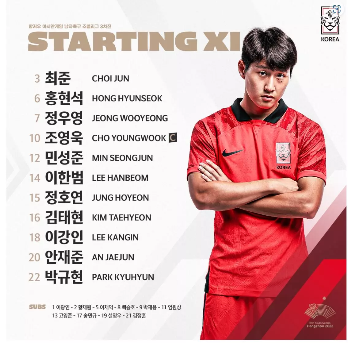 키르기스스탄전 선발 라인업