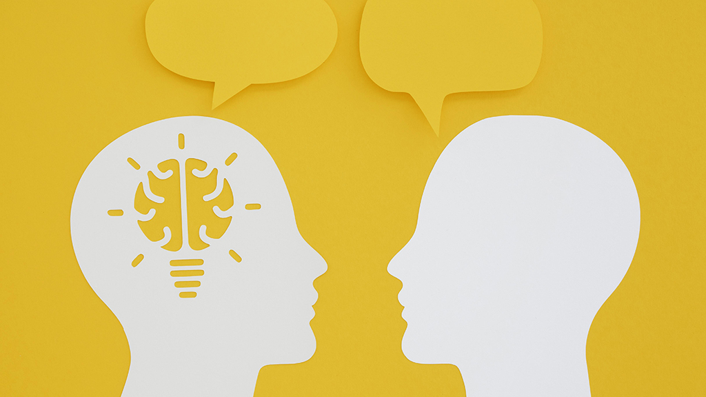 서로 대화를 나누는 두 사람을 표현한 이미지