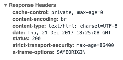 Google Chrome Response Header