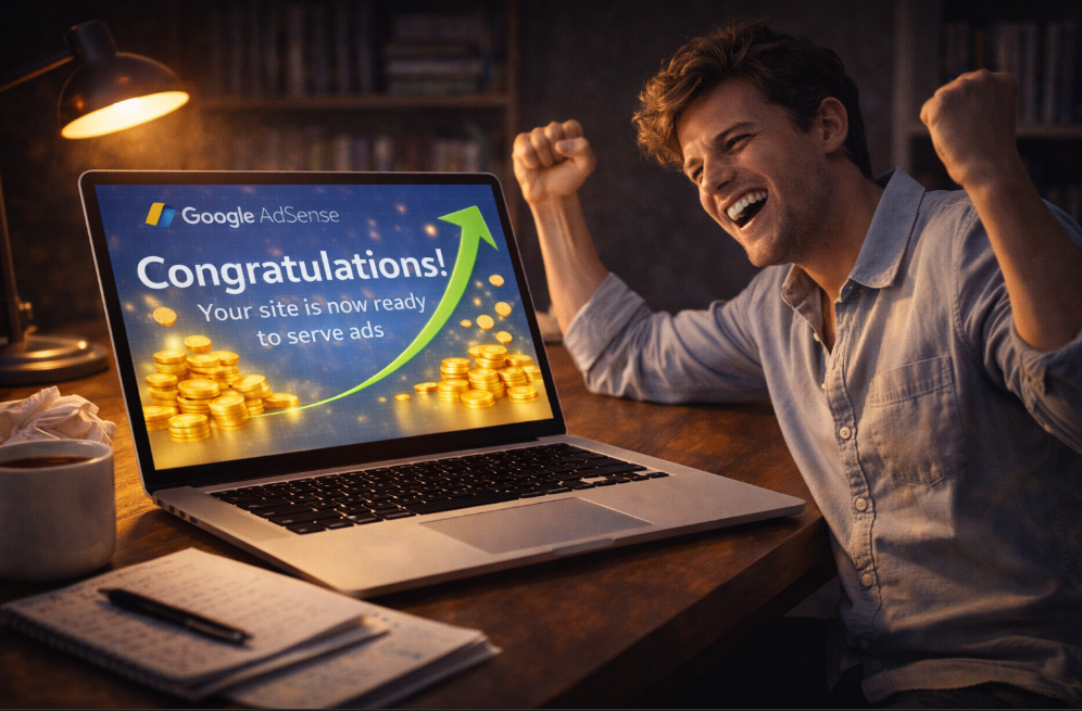 애드센스 승인 성공 화면과 함께 디지털 자산으로서의 가치가 상승하는 모습