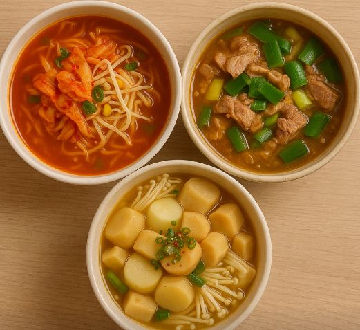 김치콩나물국·대파차돌된장찌개·감자어묵탕