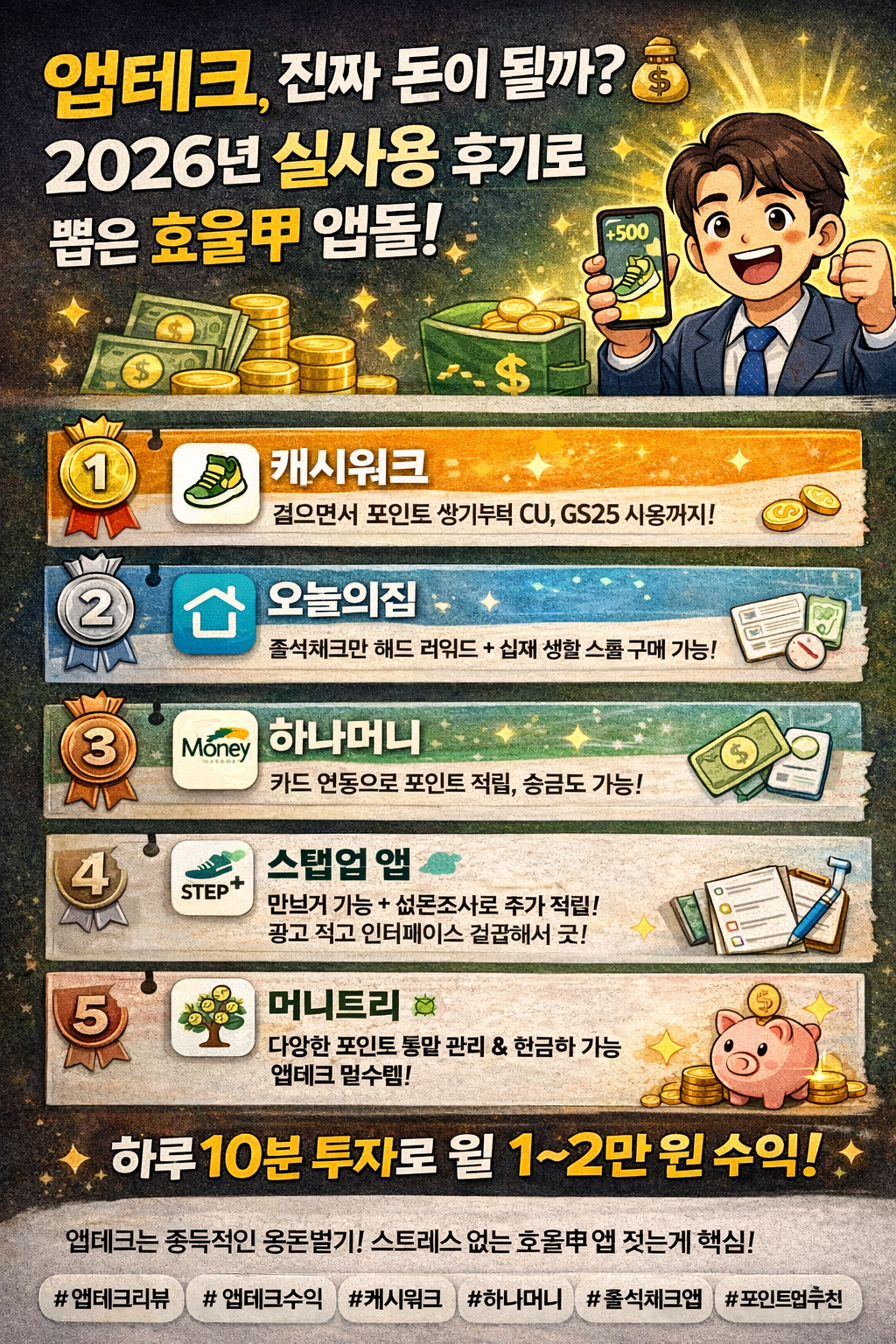 앱테크, 진짜 돈이 될까? 💰 2026년 실사용 후기로 뽑은 효율甲 앱들!